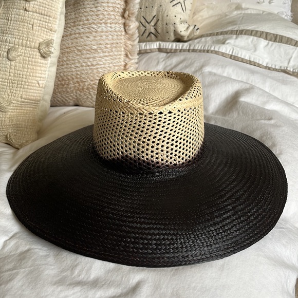 NEW Freya Eclipse Charcoal Dip Dyed Hand Woven Straw Wide Brim Hat - Picture 6 of 12